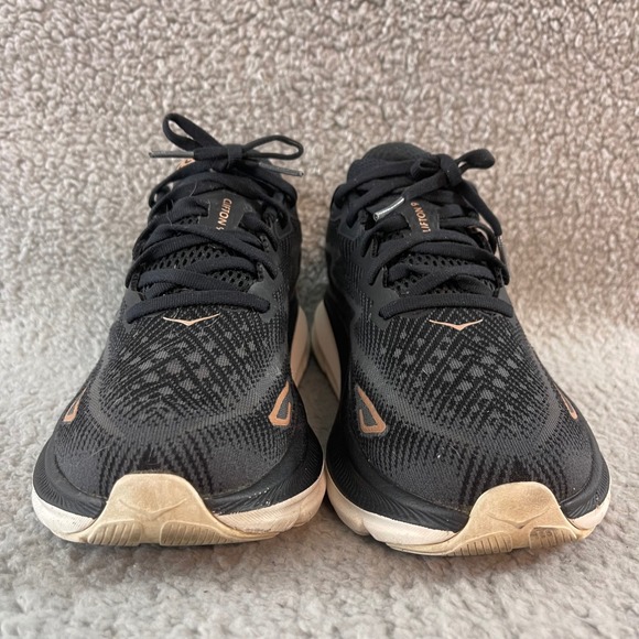 Hoka One Clifton 9 Womens size 9B Black Rose Gold Running Comfort Walking Shoes - Picture 2 of 8
